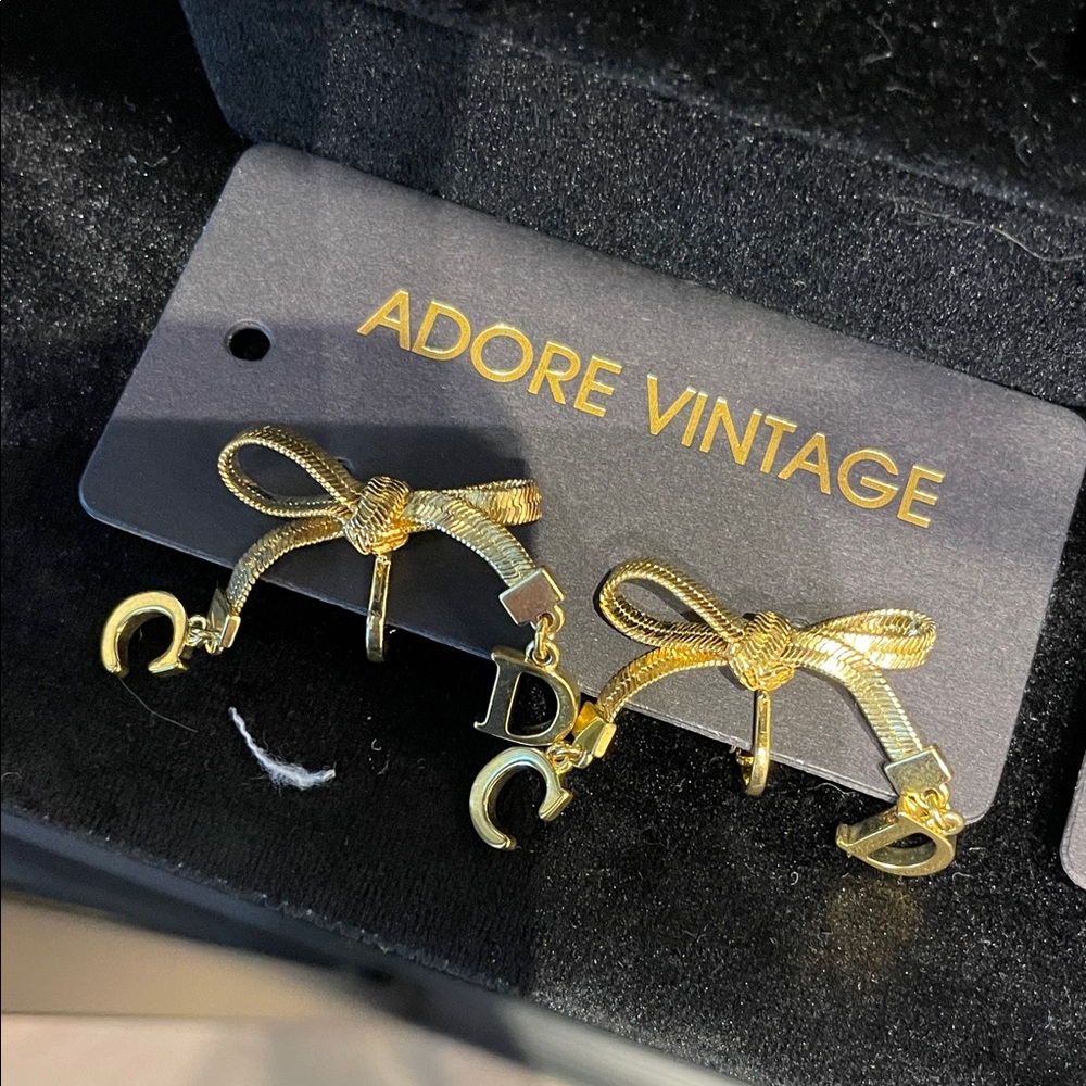 Dior Gold Bow Earrings with Charms